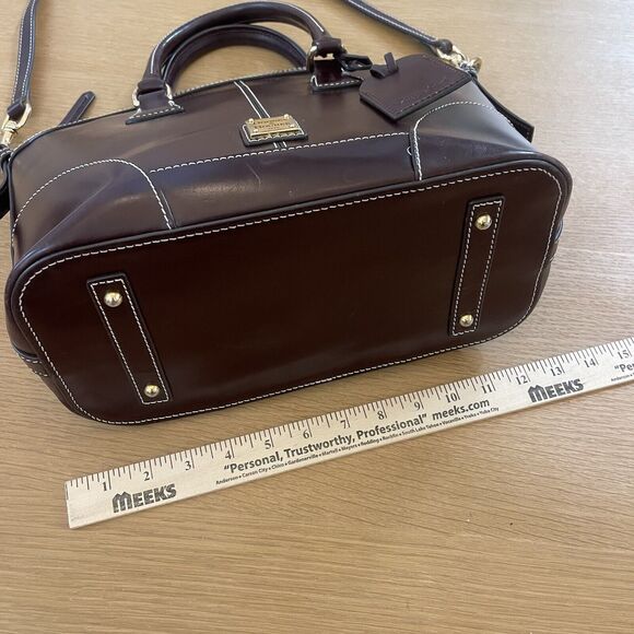 Dooney & Bourke Emerson Domed Satchel Purse Bag Brown Smooth Leather - Picture 13 of 15